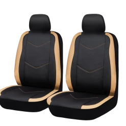 AutoTrends 2-Tone Faux Leather Seat Cover, Tan & Black