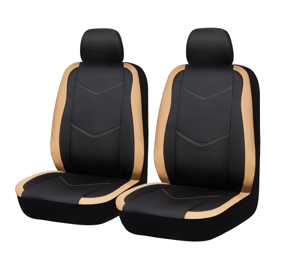 AutoTrends 2-Tone Faux Leather Seat Cover, Tan & Black 3 AutoTrends 2-Tone Faux Leather Seat Cover, Tan & Black