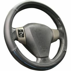 AutoTrends Carbon Fibre With Metallic Stripe Steering Wheel Cover -AutoTrends Shop autotrends blue metallic stripe steering wheel cover dccdccf0 87fa 4d3a 9934 89ce90bca7ac