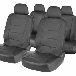 AutoTrends Faux Leather Complete Seat Cover Set For Back Bench Seat, Black -AutoTrends Shop autotrends complete seat cover kit black 25828ac8 6445 4542 8a91 21ee590ad152