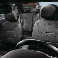 AutoTrends Faux Leather Complete Seat Cover Set For Back Bench Seat, Black -AutoTrends Shop autotrends complete seat cover kit black 5ba1f96a ade4 4075 8424 8e5327f7bc16