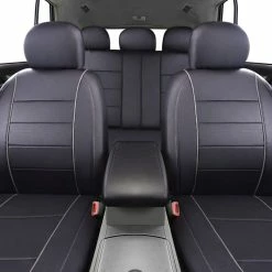 AutoTrends Faux Leather Complete Seat Cover Set For Back Bench Seat, Black -AutoTrends Shop autotrends complete seat cover kit black 69b3c6f2 821a 4a81 936d f73107ff30dd