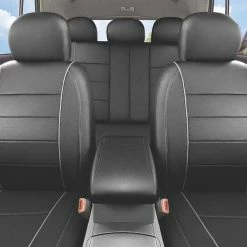 AutoTrends Faux Leather Complete Seat Cover Set For Back Bench Seat, Black -AutoTrends Shop autotrends complete seat cover kit black 6a6ac4b8 6929 44e8 819f 1dccd4ec902f
