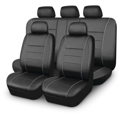 AutoTrends Faux Leather Complete Seat Cover Set For Back Bench Seat, Black