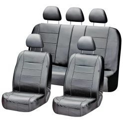 AutoTrends Faux Leather Complete Seat Cover Set For Back Bench Seat, Black -AutoTrends Shop autotrends complete seat cover kit black e601dafd a056 40c4 8b2a 6570f4b5d3e3