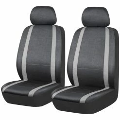 AutoTrends Core Sport Polyester Seat Cover, Grey & Black, 2-pk