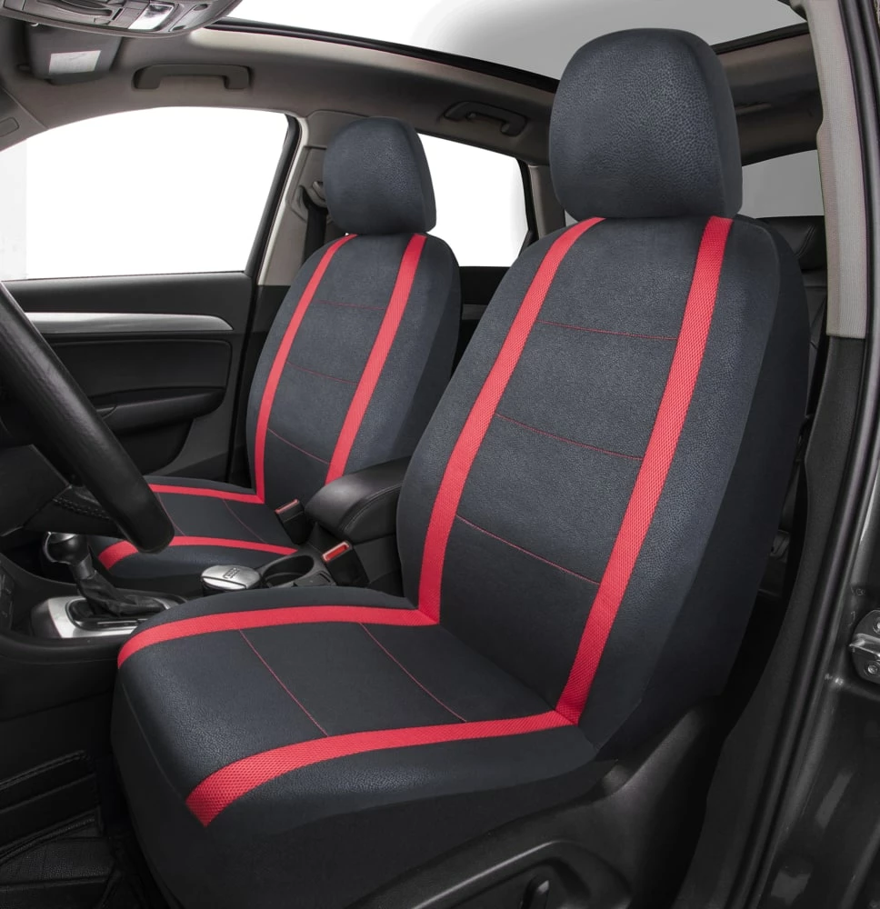 AutoTrends Core Sport Polyester Seat Cover, Red & Black, 2-pk 4 AutoTrends Core Sport Polyester Seat Cover, Red & Black, 2-pk - Image 2