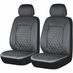 AutoTrends Diamond Stitch Faux Leather Seat Cover, 2-pk