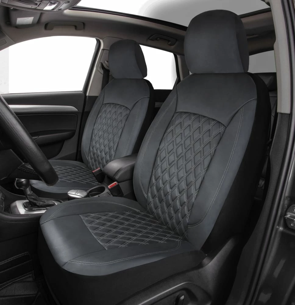 AutoTrends Diamond Stitch Faux Leather Seat Cover, 2-pk 4 AutoTrends Diamond Stitch Faux Leather Seat Cover, 2-pk - Image 2