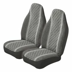 AutoTrends High Back Diamond Tweed Seat Cover, Grey, 2-pk