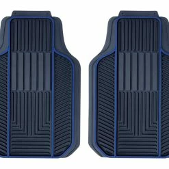 AutoTrends Floor Mat With Blue Piping, 2-pk