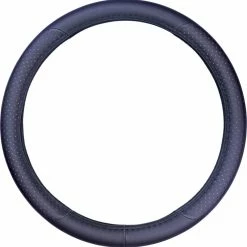 AutoTrends Faux Leather Golf Grip Steering Wheel Cover, Black