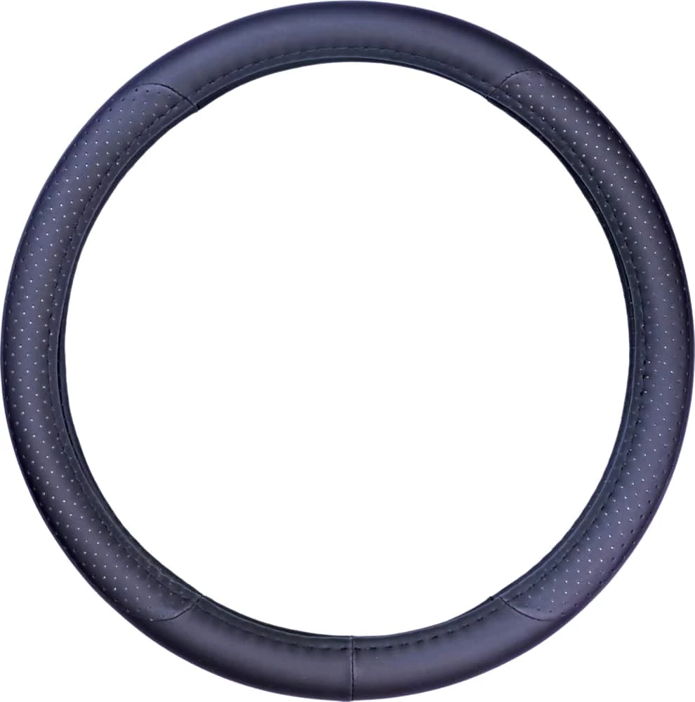 AutoTrends Faux Leather Golf Grip Steering Wheel Cover, Black 3 AutoTrends Faux Leather Golf Grip Steering Wheel Cover, Black