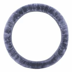 AutoTrends Sheepskin Soft Fluffy Steering Wheel Cover, Grey