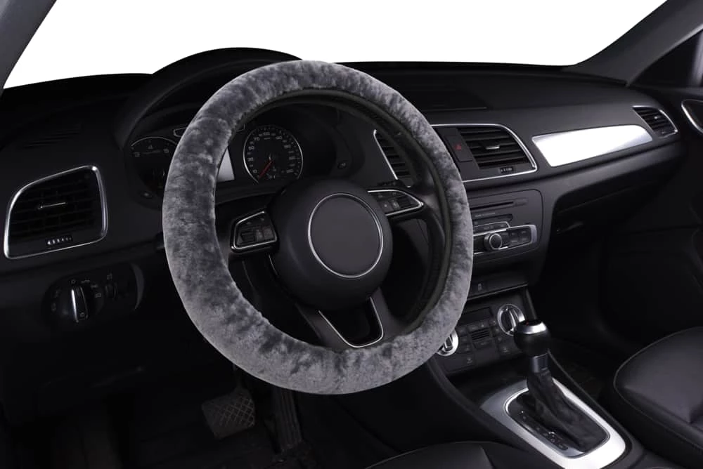AutoTrends Sheepskin Soft Fluffy Steering Wheel Cover, Grey 4 AutoTrends Sheepskin Soft Fluffy Steering Wheel Cover, Grey - Image 2