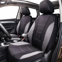 AutoTrends Low Back Heavy Duty Seat Cover, Black & Grey, 2-pk