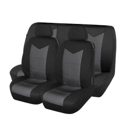 AutoTrends Jacquard Quilted Seat & Bench Seat Cover Set, Black
