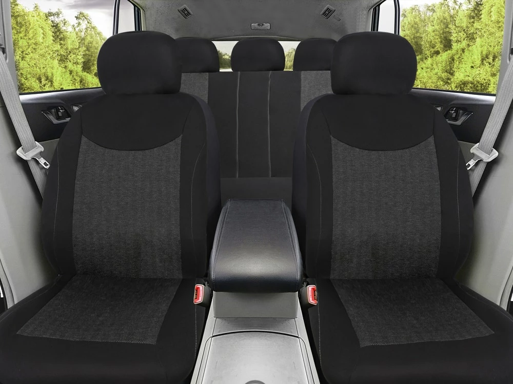 AutoTrends Jacquard Seat Cover Set For Back Bench Seat, Black & Grey, 3-pk 4 AutoTrends Jacquard Seat Cover Set For Back Bench Seat, Black & Grey, 3-pk - Image 2