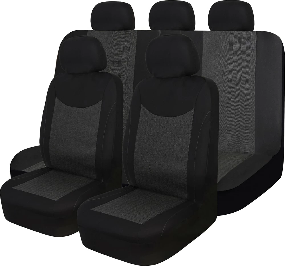 AutoTrends Jacquard Seat Cover Set For Back Bench Seat, Black & Grey, 3-pk 3 AutoTrends Jacquard Seat Cover Set For Back Bench Seat, Black & Grey, 3-pk