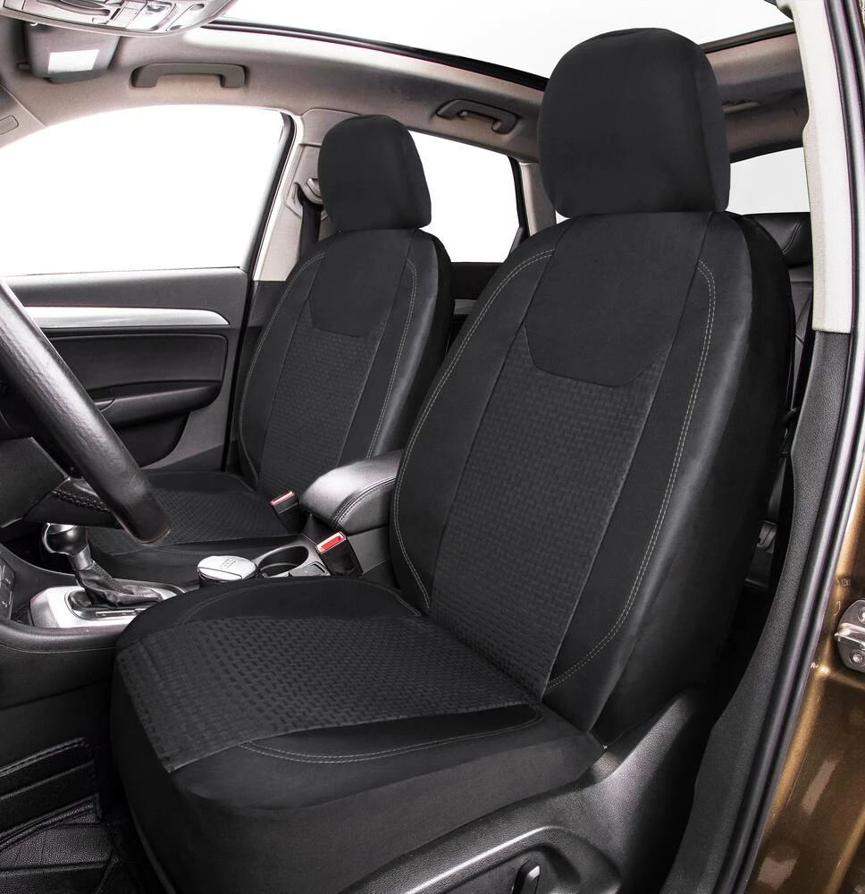 AutoTrends Jacquard Truck Seat Cover, Black, 2-pk 4 AutoTrends Jacquard Truck Seat Cover, Black, 2-pk - Image 2