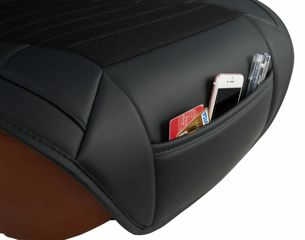 AutoTrends Luxury Linen & Faux Leather Seat Cushion With Pocket 5 AutoTrends Luxury Linen & Faux Leather Seat Cushion With Pocket - Image 3