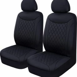 AutoTrends Memory Foam Quilted Seat Cover, Black, 2-pk