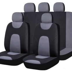 AutoTrends Two-Tone Seat Cover Set For Back Bench Seat, Black & Grey, 3-pk