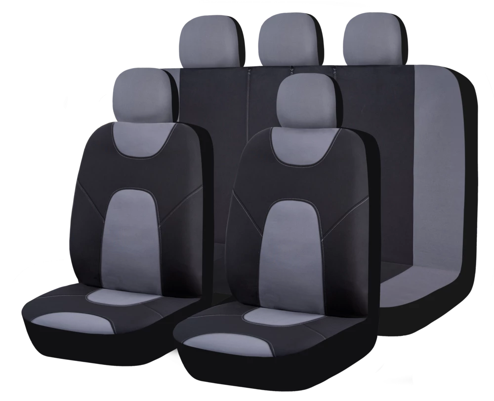 AutoTrends Two-Tone Seat Cover Set For Back Bench Seat, Black & Grey, 3-pk 3 AutoTrends Two-Tone Seat Cover Set For Back Bench Seat, Black & Grey, 3-pk