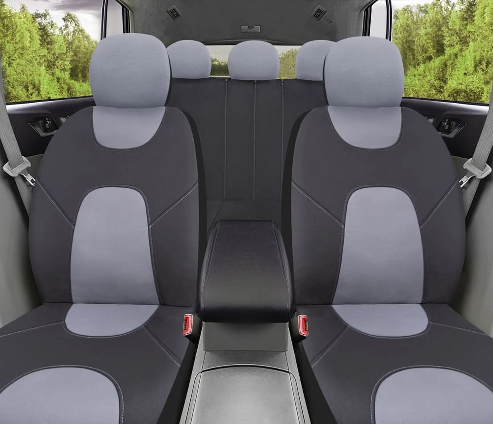 AutoTrends Two-Tone Seat Cover Set For Back Bench Seat, Black & Grey, 3-pk 5 AutoTrends Two-Tone Seat Cover Set For Back Bench Seat, Black & Grey, 3-pk - Image 3