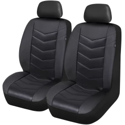 AutoTrends Premium Chevron Faux Leather Seat Cover, Black, 2-pk