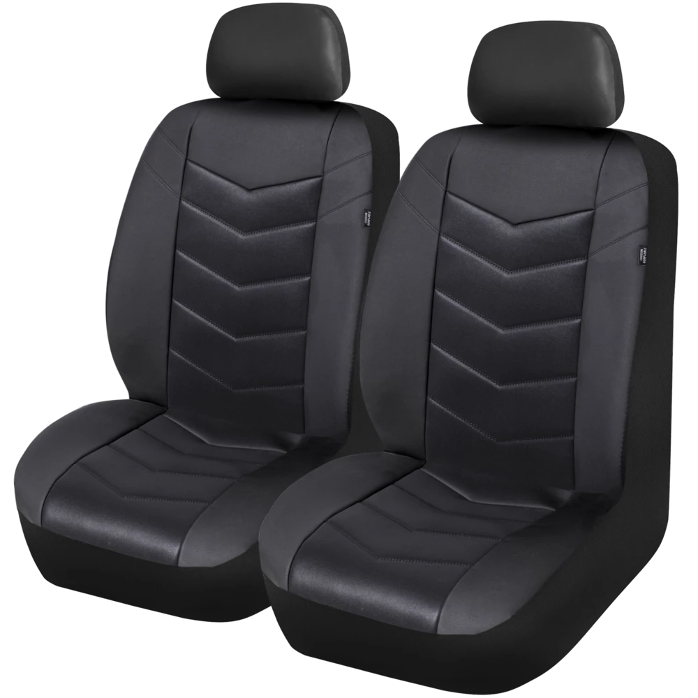 AutoTrends Premium Chevron Faux Leather Seat Cover, Black, 2-pk 3 AutoTrends Premium Chevron Faux Leather Seat Cover, Black, 2-pk