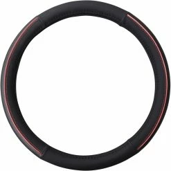 AutoTrends Carbon Fibre With Metallic Stripe Steering Wheel Cover