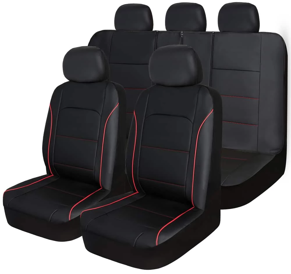 AutoTrends Black With Red Piping Sport Seat Cover Set For Back Bench Seat, 3-pk 3 AutoTrends Black With Red Piping Sport Seat Cover Set For Back Bench Seat, 3-pk