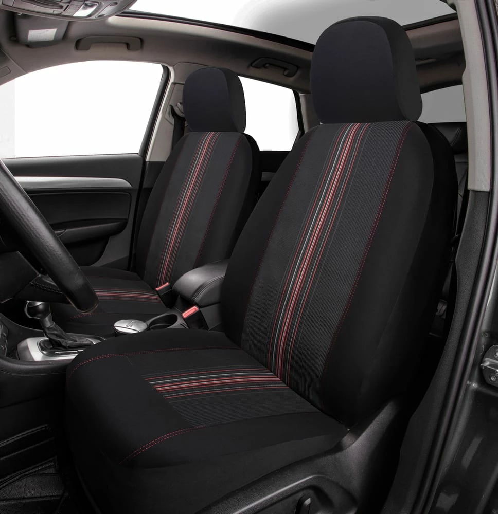 AutoTrends Jacquard Seat Cover, Black With Red Stripe, 2-pk 4 AutoTrends Jacquard Seat Cover, Black With Red Stripe, 2-pk - Image 2
