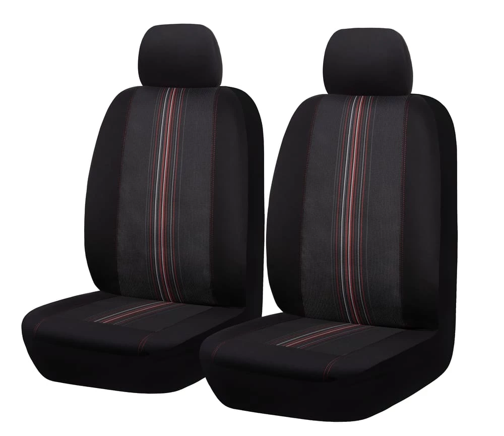 AutoTrends Jacquard Seat Cover, Black With Red Stripe, 2-pk 3 AutoTrends Jacquard Seat Cover, Black With Red Stripe, 2-pk