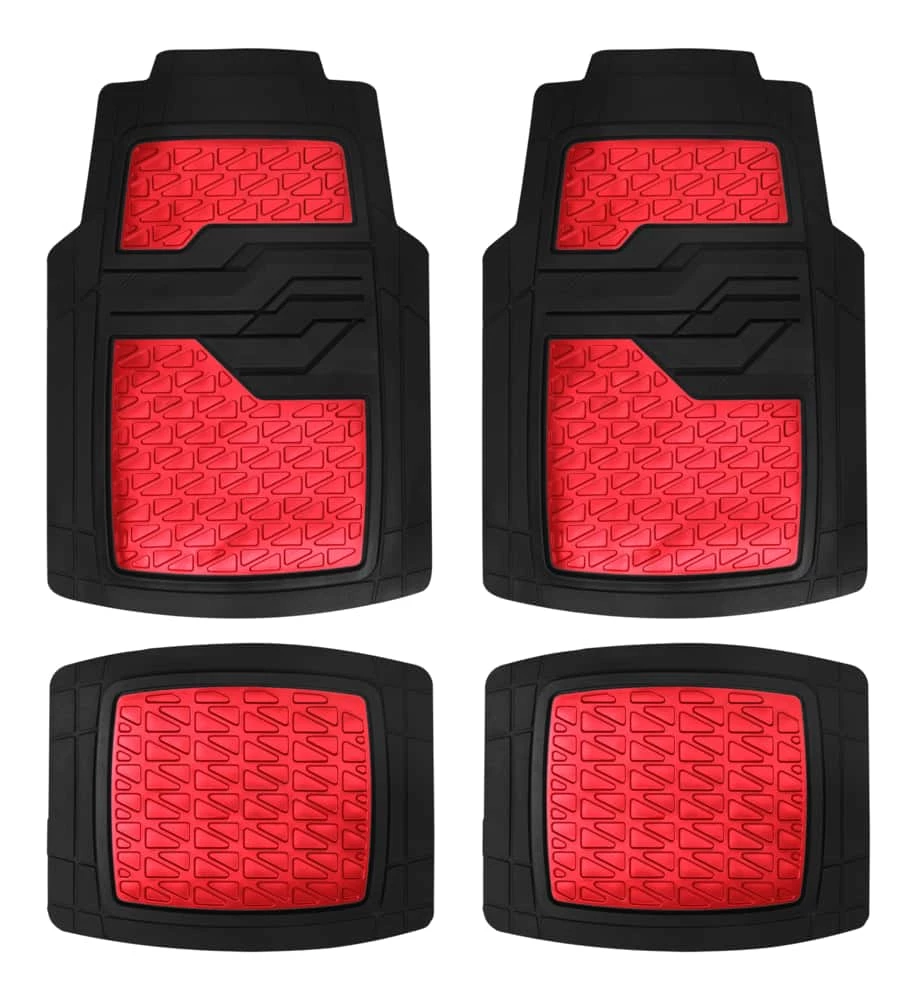 AutoTrends Sporty Vinyl Aluminum Floor Mat, Red, 4-pk 3 AutoTrends Sporty Vinyl Aluminum Floor Mat, Red, 4-pk