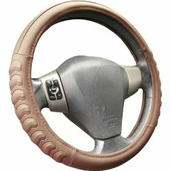 AutoTrends Shop 28 AutoTrends Chevron Comfort Grip Faux Leather Steering Wheel Cover, Tan