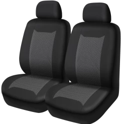 AutoTrends Track Car Seat Cover, Black & Grey, 2-pk
