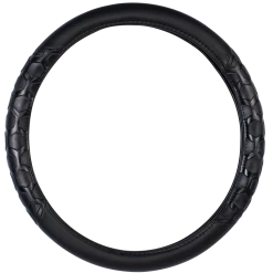 AutoTrends Faux Leather Truck Hexagon Steering Wheel Cover, Black