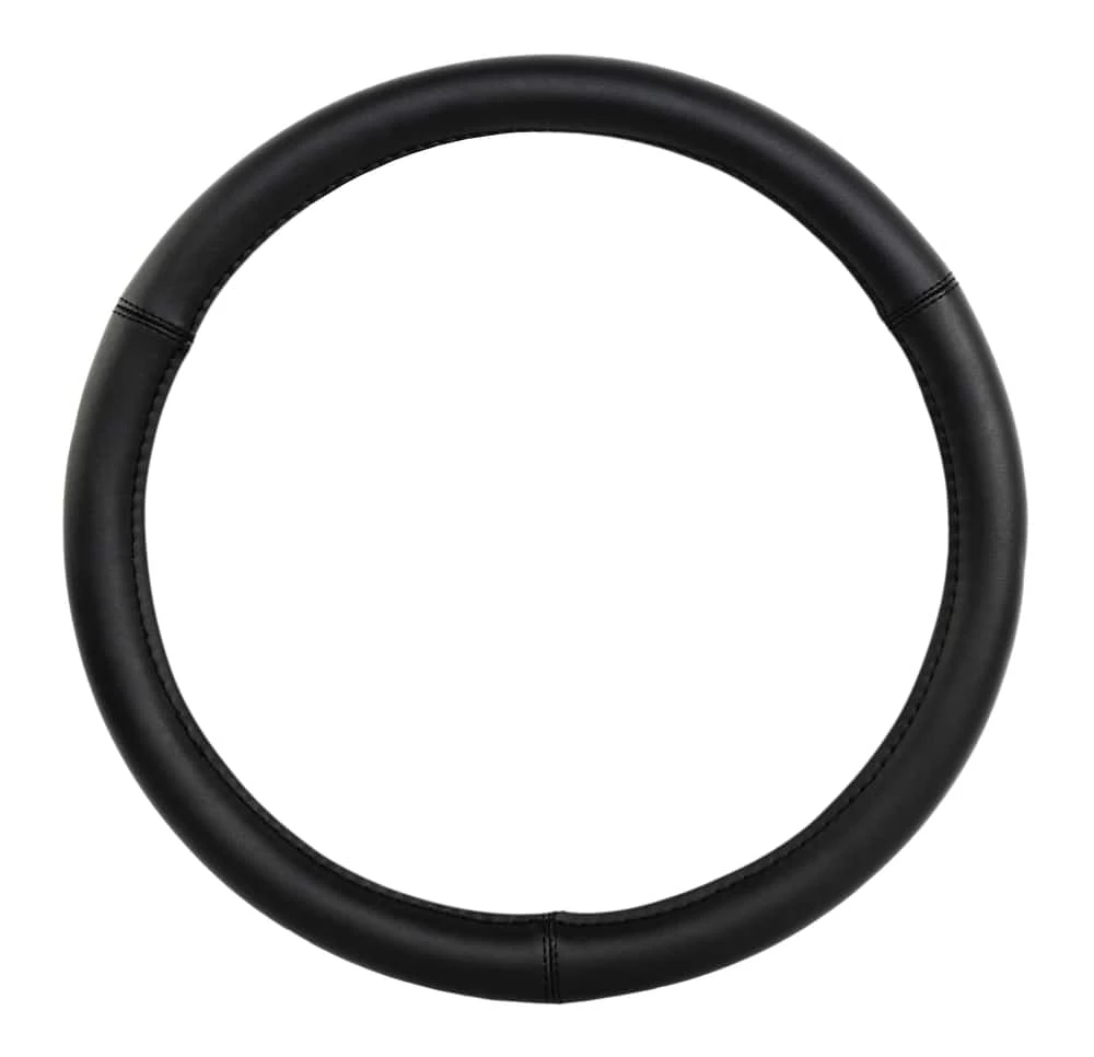 AutoTrends Faux Leather Smooth Truck Steering Wheel Cover, Black 3 AutoTrends Faux Leather Smooth Truck Steering Wheel Cover, Black