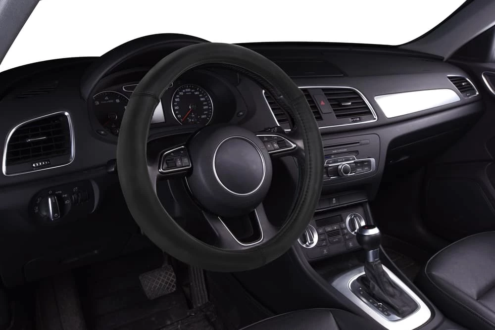 AutoTrends Faux Leather Smooth Truck Steering Wheel Cover, Black 4 AutoTrends Faux Leather Smooth Truck Steering Wheel Cover, Black - Image 2