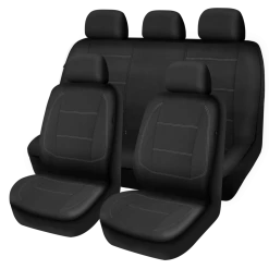 AutoTrends Water Resistant Seat Cover Set For Back Bench Seat, Black, 3-pk