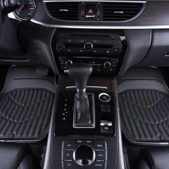 AutoTrends MotoMaster Luxury Faux Leather Car Floor Mat Set, Black, 4-pk -AutoTrends Shop motomaster luxury faux leather floor mats 4pc d4b8c71f 9a0a 4429 9fbd e0fdc5e0eafa