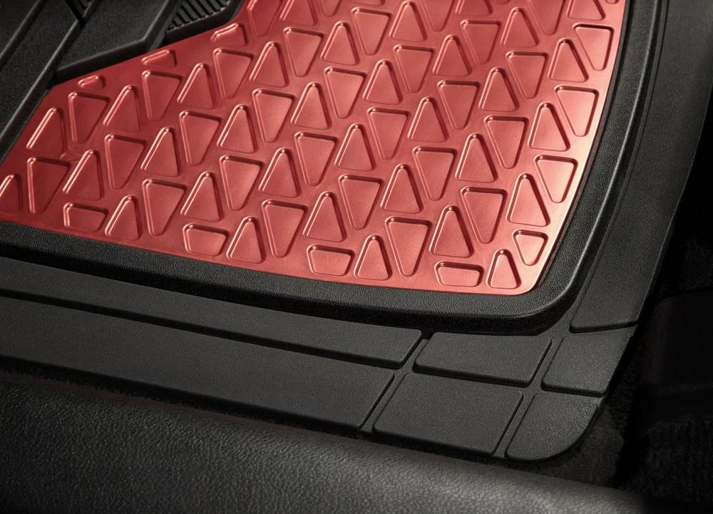 AutoTrends Sporty Vinyl Aluminum Floor Mat, Red, 4-pk 4 AutoTrends Sporty Vinyl Aluminum Floor Mat, Red, 4-pk - Image 2