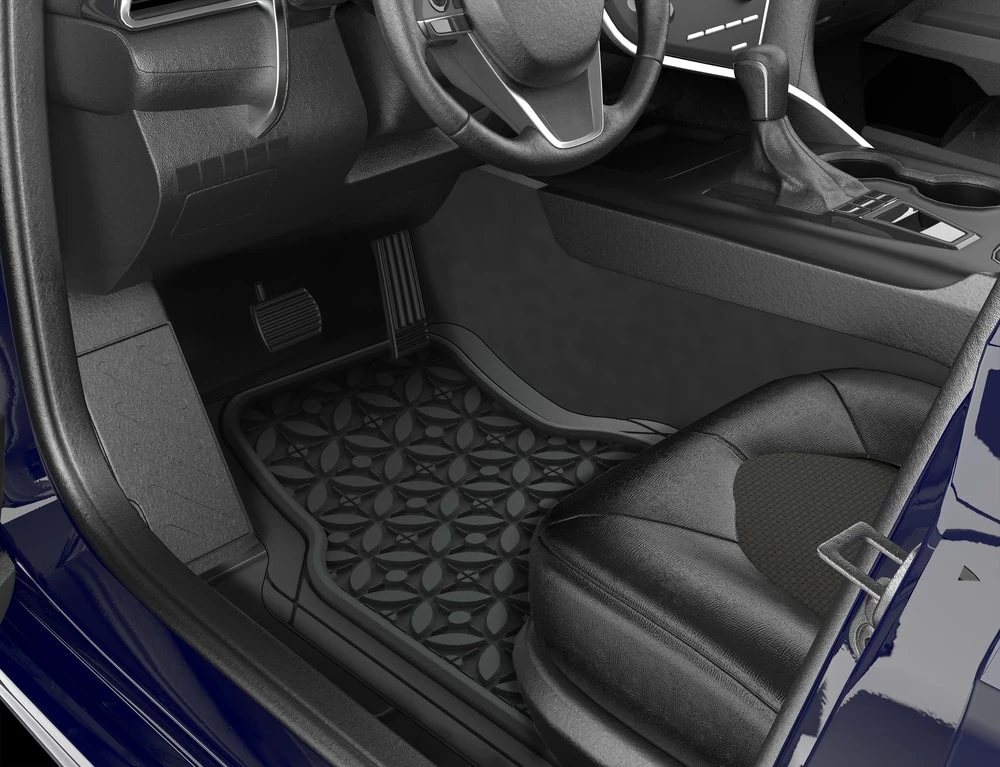 AutoTrends Tile Pattern All Season Car Floor Mat, Black, 4-pk 5 AutoTrends Tile Pattern All Season Car Floor Mat, Black, 4-pk - Image 3
